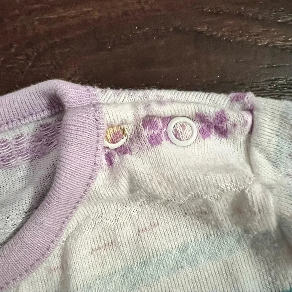 Vintage 12 month baby girl bundle lot purple pants and short sleeve shirt